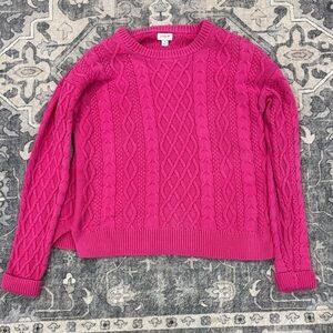 J. Crew Factory Vibrant Pink Cable Knit Sweater